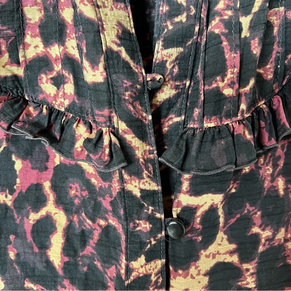 Vintage Y2K DKNY Ruffle Bib Animal Print Dress - Picture 10 of 17